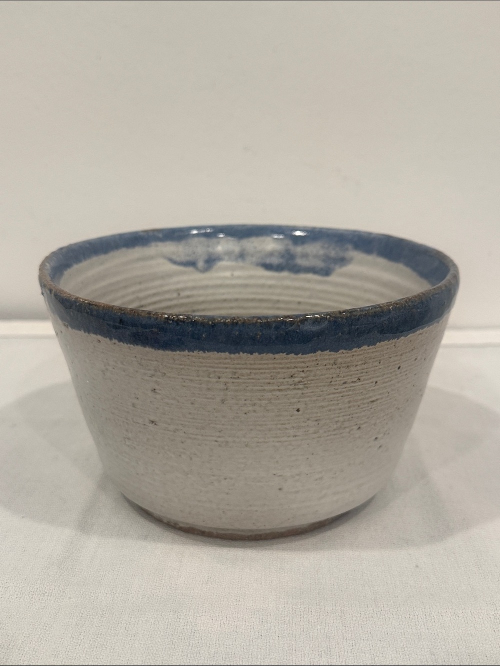 Vintage Handmade Studio Pottery Bowl Blue and White Signed 1979